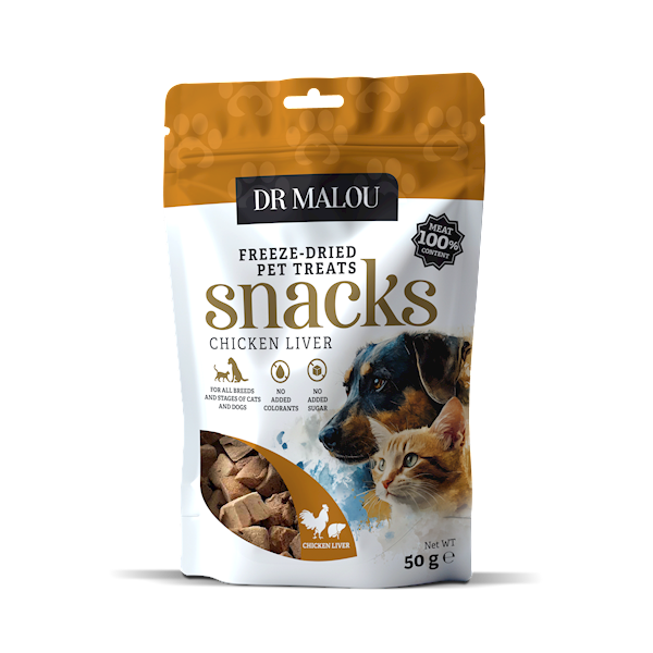 DR MALOU PRZYSMAKI LIOFILIZOWANE DLA PSÓW I KOTÓW 100% WĄTROBA KURZA 50G