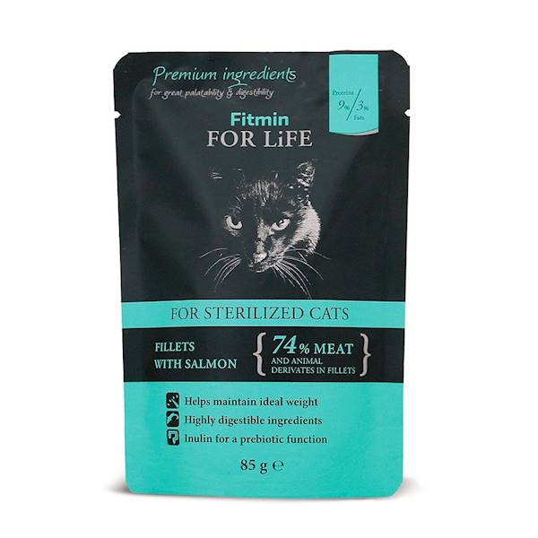 FITMIN CAT FOR LIFE STERILIZED SALMON 85G