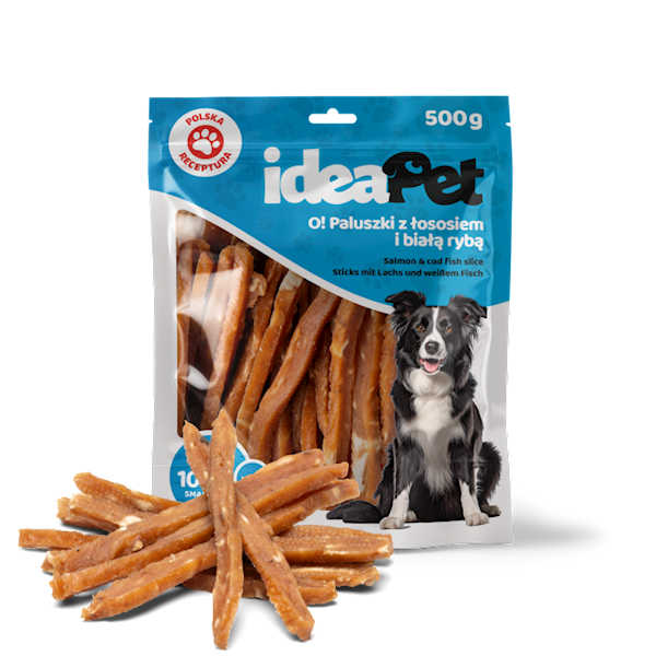 IDEAPET PALUSZKI Z ŁOSOSIEM I BIAŁĄ RYBĄ 500G