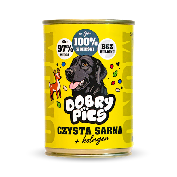 DOBRY PIES MONO CZYSTA SARNA + KOLAGEN 400G