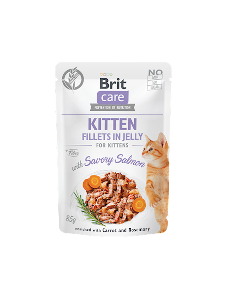 BRIT CARE CAT FJ KITTEN SAVORY SALMON 85G