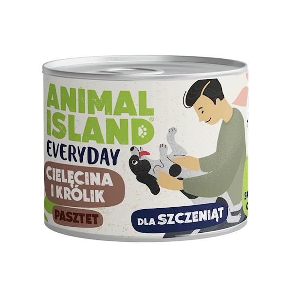 ANIMAL ISLAND DOG EVERYDAY CIELĘCINA I KRÓLIK DLA SZCZENIĄT (PASZTET) 185G