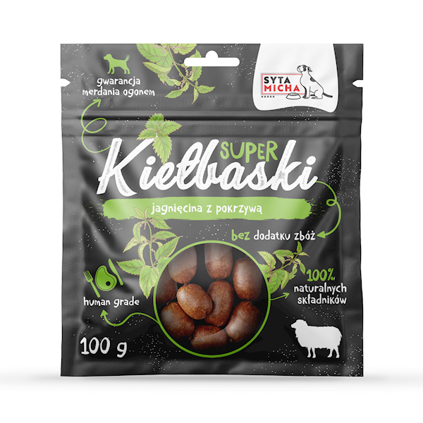 SYTA MICHA SUPER KIEŁBASKI JAGNIĘCINA Z POKRZYWĄ 100G