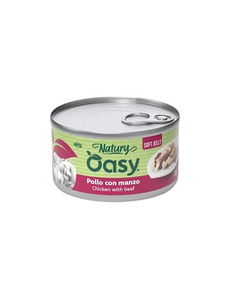 OASY CAT NATURY JELLY KURCZAK Z WOŁOWINĄ (PUSZKA) 85G
