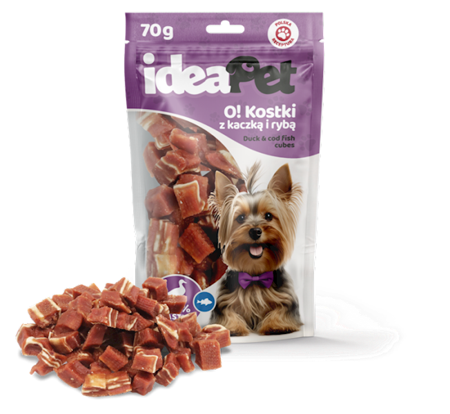 IDEAPET KOSTKA Z KACZKĄ I RYBĄ 70G