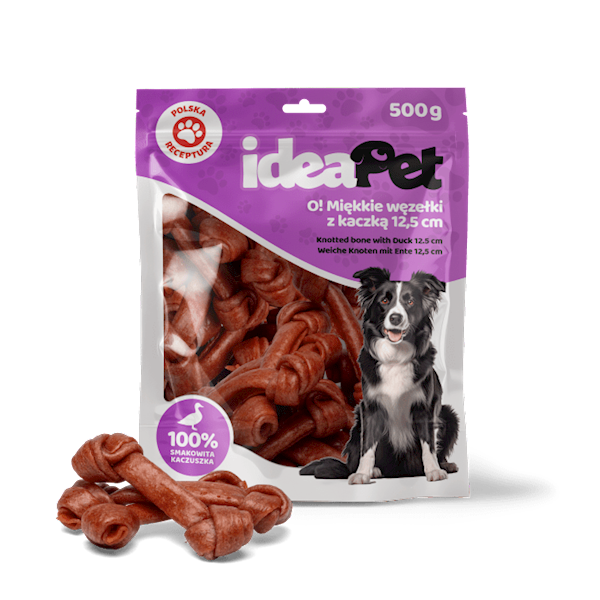 IDEAPET MIĘKKIE WĘZEŁKI Z KACZKĄ 12,5CM 500G