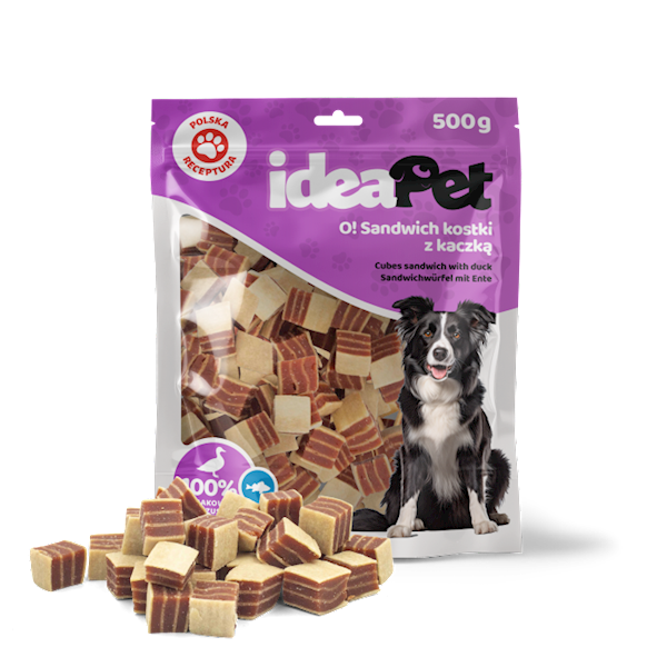IDEAPET SANDWICH KOSTKI Z KACZKĄ 500G