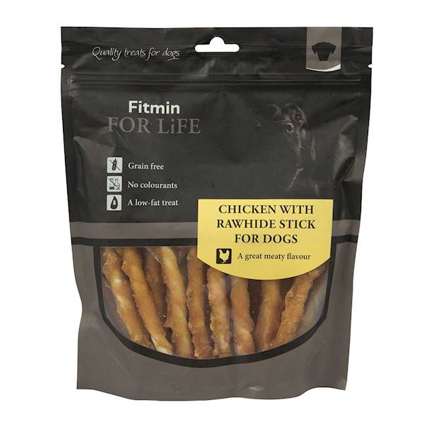 FITMIN DOG FOR LIFE CHICKEN WITH RAWHIDE STICK 400G