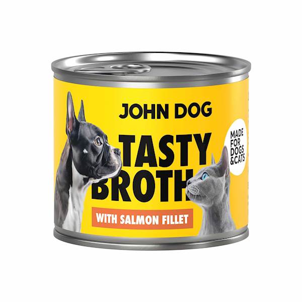 JOHN DOG FOR TASTY BROTH (ZUPA DLA KOTA I PSA) Z ŁOSOSIEM 140G