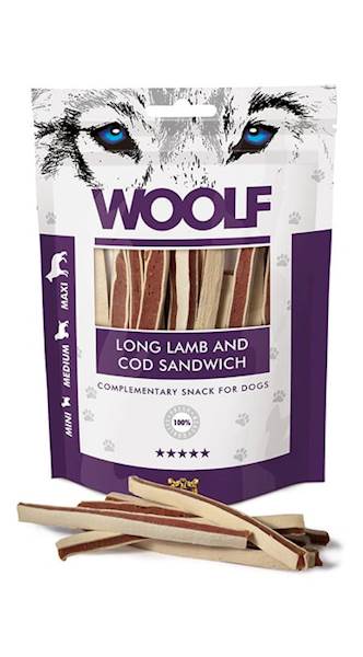 WOOLF LONG LAMB AND COD SANDWICH 100G