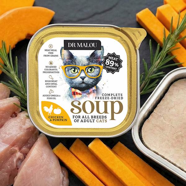 DR MALOU ZUPKA LIOFILIZOWANA DLA KOTA KURCZAK Z DYNIĄ 12G