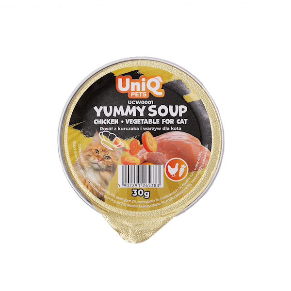 UNIQ PETS YUMMY SOUP ROSÓŁ Z KURCZAKA I WARZYW 30G