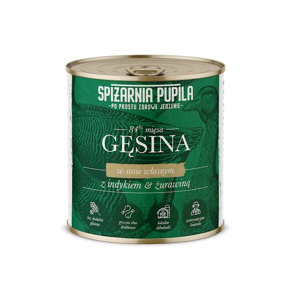 SPIŻARNIA PUPILA GĘSINA Z INDYKIEM & ŻURAWINĄ 850G