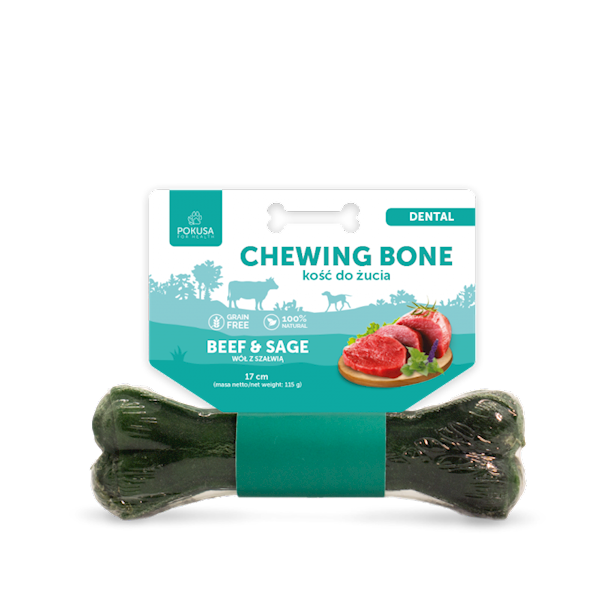 POKUSA CHEWING BONE DENTAL BEEF & SAGE 17CM