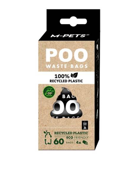 M-PETS POO WASTE BAGS 100% RECYCLED PLASTIC NO SCENT (BEZZAPACHOWE) 4X15SZT