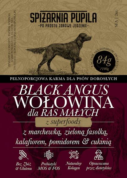 SPIŻARNIA PUPILA SUPERFOOD WOŁOWINA BLACK ANGUS DLA RAS MAŁYCH 2KG