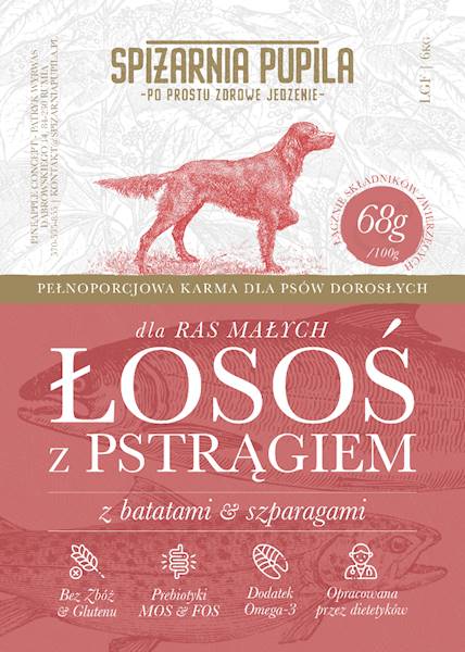 SPIŻARNIA PUPILA GRAIN FREE ŁOSOŚ Z PSTRĄGIEM DLA RAS MAŁYCH 6KG