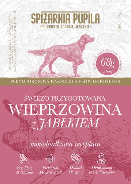 SPIŻARNIA PUPILA GRAIN FREE WIEPRZOWINA Z JABŁKIEM 12KG