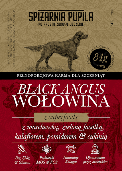 SPIŻARNIA PUPILA SUPERFOOD WOŁOWINA BLACK ANGUS DLA SZCZENIĄT 2KG