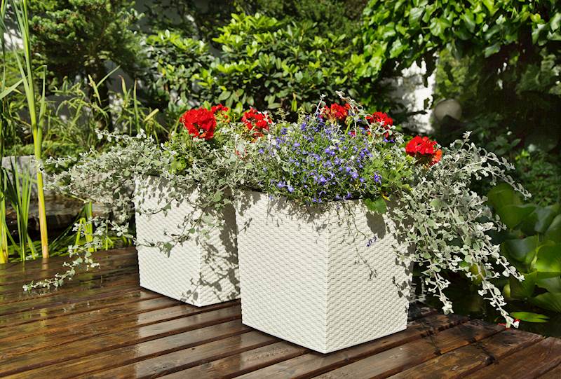 Doniczka JUKA 250x250 rattan - biały