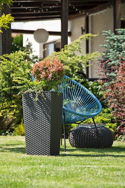 Doniczka FINEZJA 250x250 rattan - grafit metalik