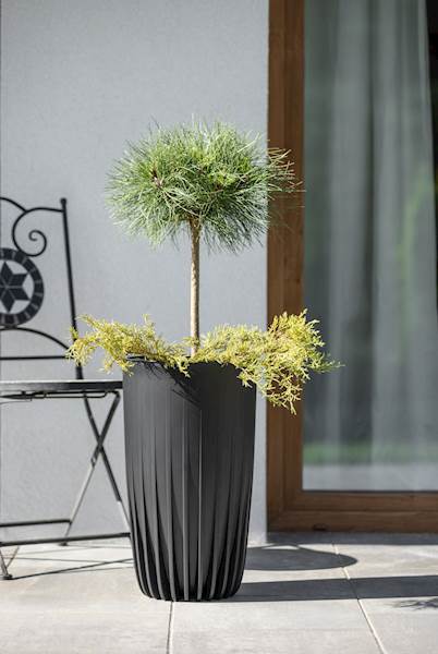 Doniczka MIRA wysoka 300 mm recycled szarozielony