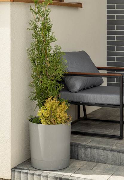 Donica z podstawką AURA 110 recycled czarny beton