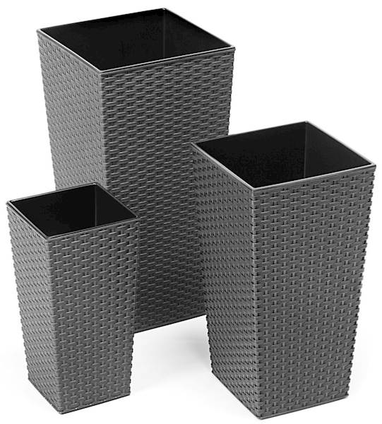 Doniczka FINEZJA 300x300 rattan - grafit metalik