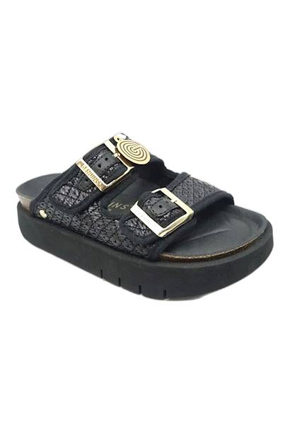 Klapki GENUINS Hawaii Raffia GE-G105669 czarny