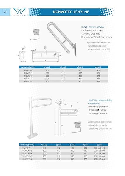 Uchwyt uchylny do WC 60 cm.