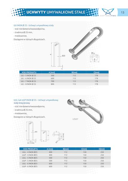 Uchwyt umywalkowy 60 cm. INOX
