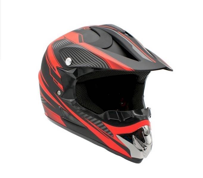 KASK JUNIOR CROSS 125 CZARNO-CZERWONY • Rozmiar: L