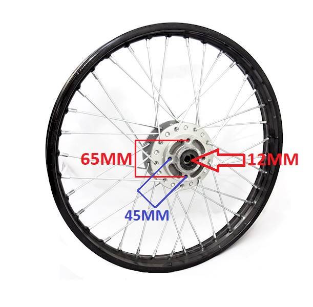 KOŁO FELGA/RAFKA CROSS PRZÓD 17''  OŚ 12MM 110-125CC