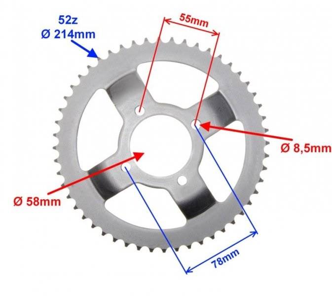ZĘBATKA TYŁ 428H 52Z 58MM