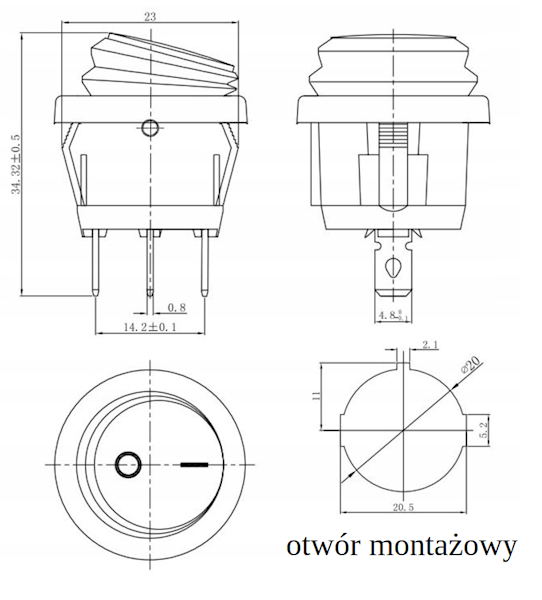 WŁĄCZNIK WYŁĄCZNIK 20A 12V DC NIEBIESKI