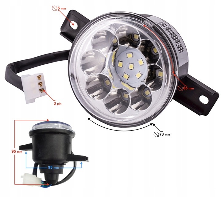 LAMPA PRZÓD LED ATV 