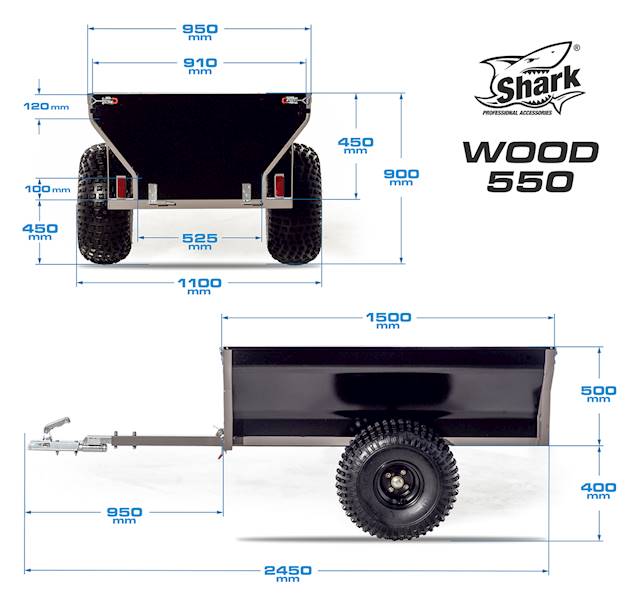 PRZYCZEPA SHARK ATV TRAILER WOOD 550 BLACK