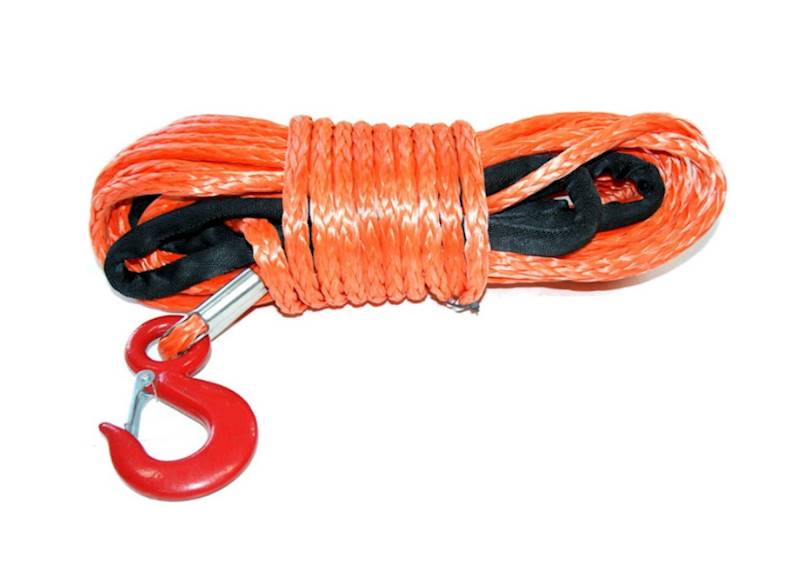 LINA SYNTETYCZNA DO WYCIĄGARKI 6MM 15MB POMARAŃCZOWA + HAK