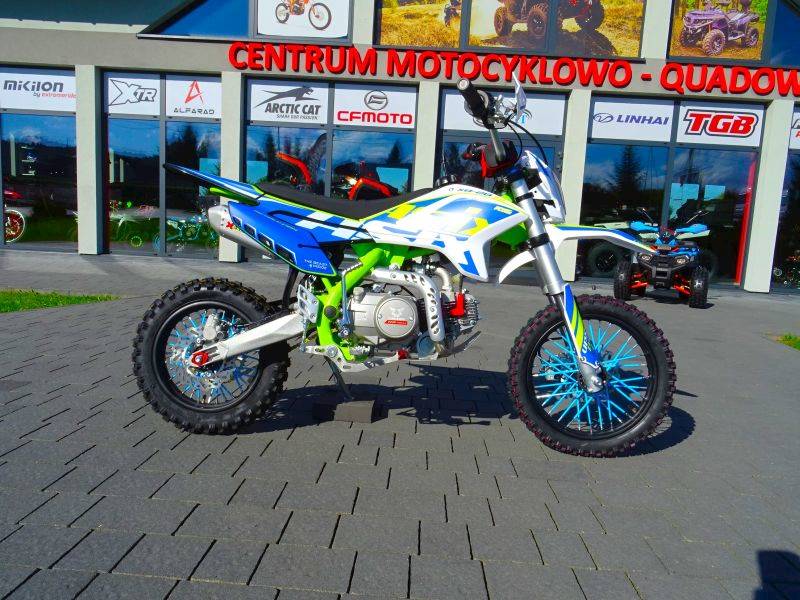 CROSS ASIX XB28 E-START 14/12 110CC • Kolor: Niebiesko/limonkowy
