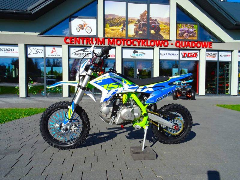 CROSS ASIX XB28 E-START 14/12 110CC • Kolor: Niebiesko/limonkowy