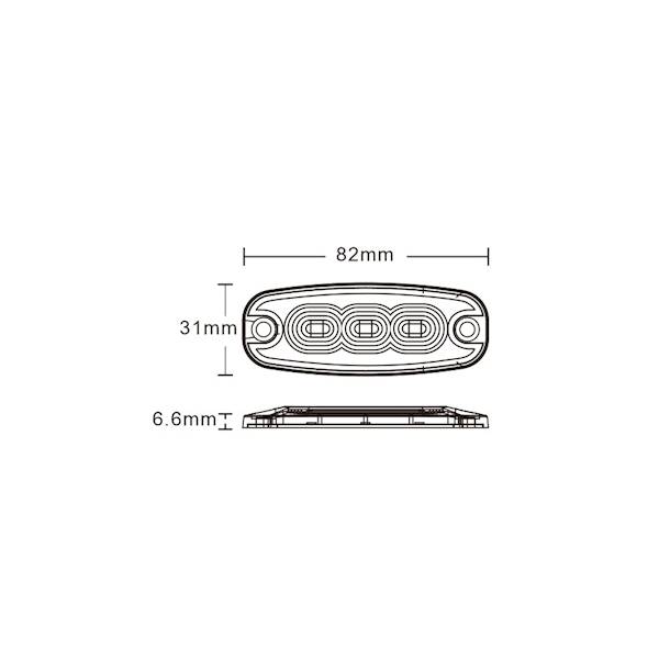 LAMPA STROBO 3X LED SLIM
