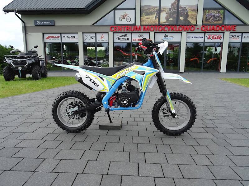 MINI CROSS ASIX 706 50CC 10/10 2T E-ST • Rodzaj skrzyni: Automat • Kolor: Biało/niebieski