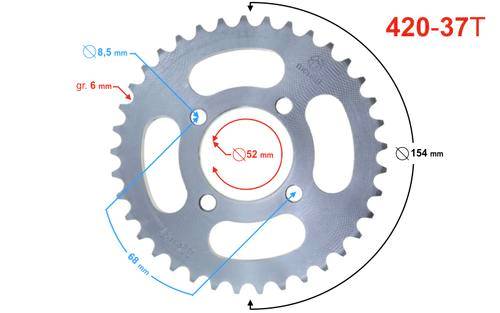 ZĘBATKA TYŁ 420H 37Z 52MM