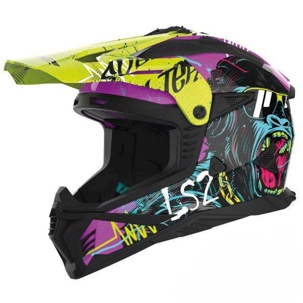 KASK LS2 MX708 FAST II GORILLA PURPLE H-V YEL S