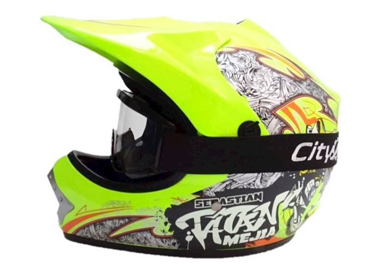 KASK JUNIOR WL-801A TATAN SELEDYNOWY M +RĘKAWICE ŻÓŁTE M + GOGLE CZARNE