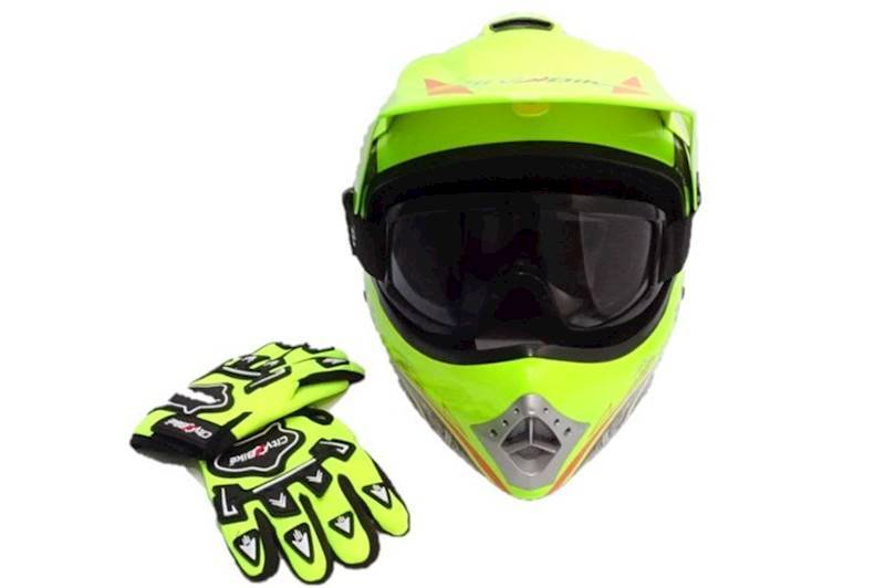 KASK JUNIOR WL-801A TATAN SELEDYNOWY M +RĘKAWICE ŻÓŁTE M + GOGLE CZARNE