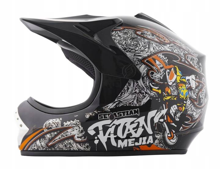 KASK JUNIOR WL-801A TATAN CZARNY M + RĘKAWICE CZARNE M + GOGLE CZARNE
