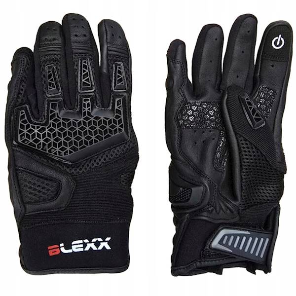 RĘKAWICE TEKSTYLNO-SKÓRZANE KRÓTKIE BLEXX EG-2554 CZARNE L