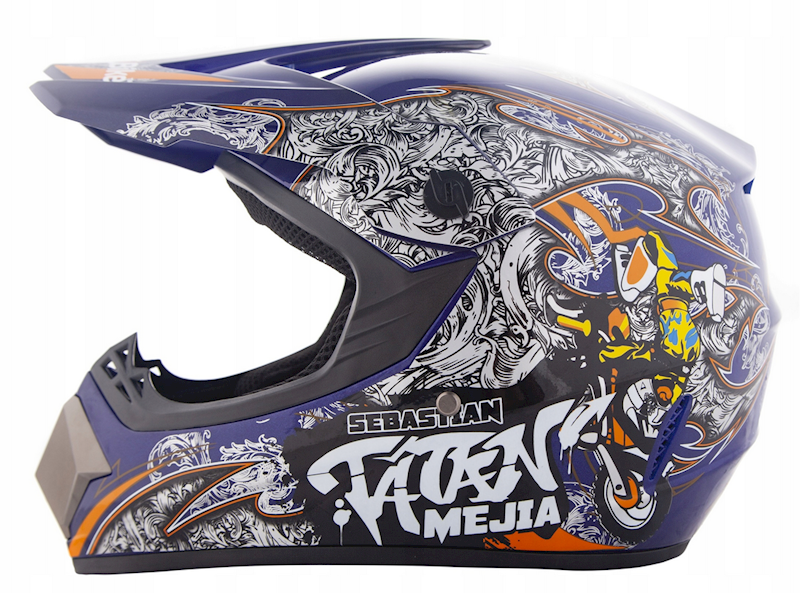 KASK JUNIOR WL-801A TATAN NIEBIESKI L + RĘKAWICE NIEBIESKIE L + GOGLE NIEBIESKIE