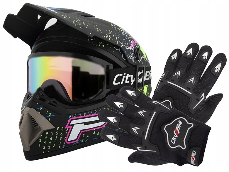 KASK JUNIOR WL-801A POWER MAT + RĘKAWICE CZARNE + GOGLE CZARNE • Rozmiar: XS
